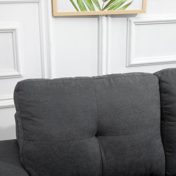 Polyester Upholstered 3-Seater L-Shaped Sofa Grey