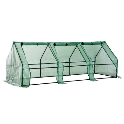 Steel Frame Polytunnel Greenhouse For Outdoor Garden - Green