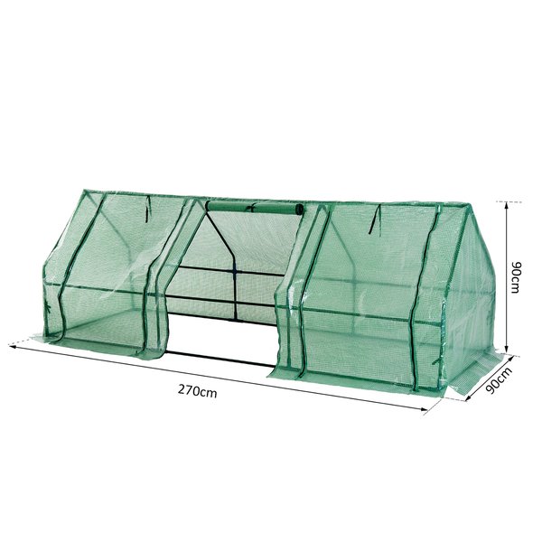 Steel Frame Polytunnel Greenhouse For Outdoor Garden - Green