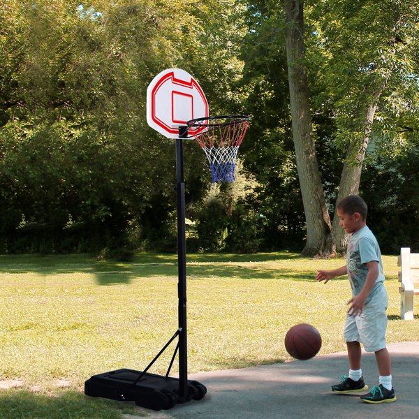 Portable Basketball Stand Net Hoop W/ Wheels - Black/White