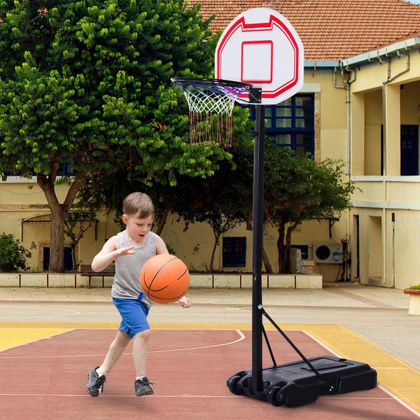 Portable Basketball Stand Net Hoop W/ Wheels - Black/White