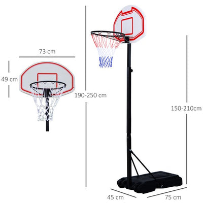 Portable Basketball Stand Net Hoop W/ Wheels - Black/White