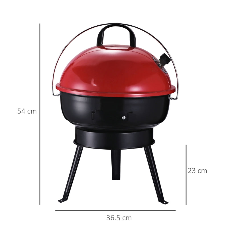 Outsunny Metal Portable Tripod Charcoal BBQ Grill Black Red