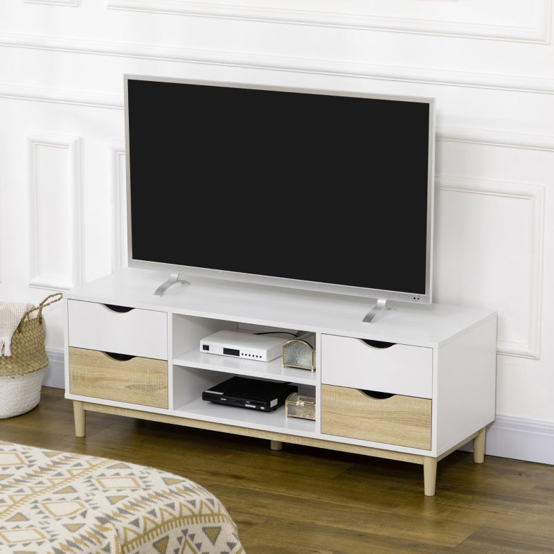 Modern TV Stand, With Storage - White/Wood-Effect