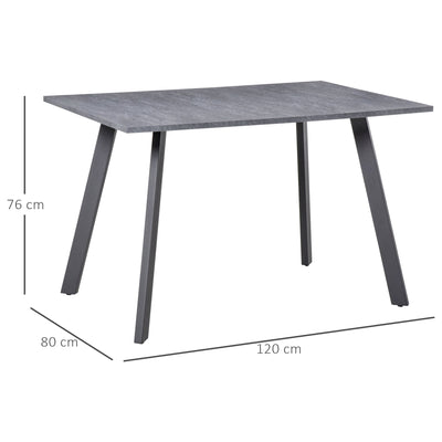 HOMCOM Dining Table with Metal Legs and Spacious Tabletop for Kitchen, Dining Room, Living Room, Dark Grey