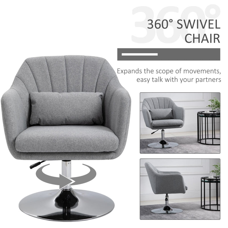 Swivel Base Accent Chair, With Pillow - Light Grey