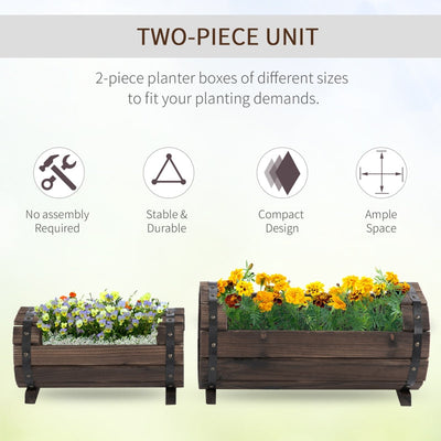 Outsunny 2PCs Wooden Flower Plant Pot Outdoor&Indoor Box With Solid