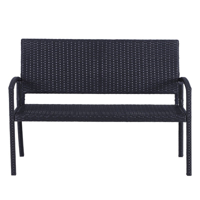 Outsunny Rattan Chair 2-Seater Loveseat-Black