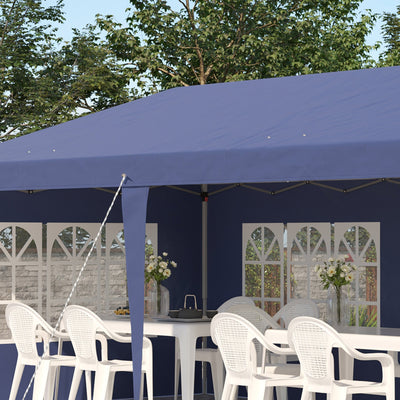 Outsunny 3 x 6m Pop Up Gazebo, Height Adjustable Marquee Party Tent with Sidewalls and Storage Bag, Blue