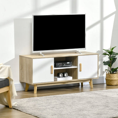 Wood-Effect TV Cabinet, With Storage - White