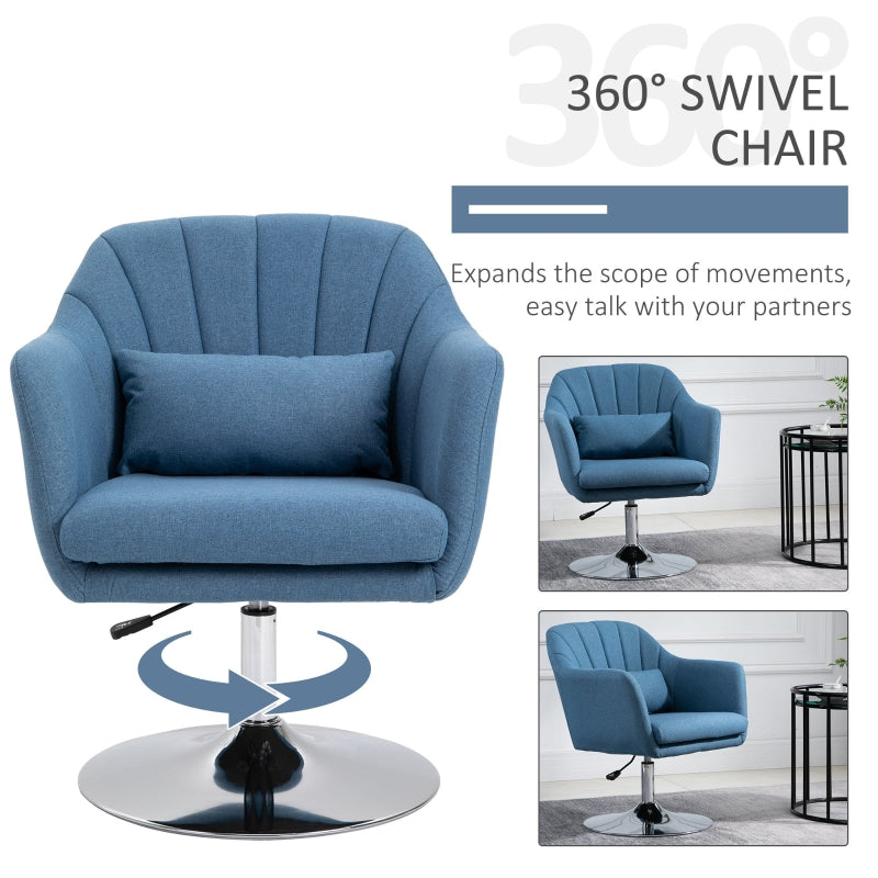 Swivel Base Accent Chair, With Pillow - Blue