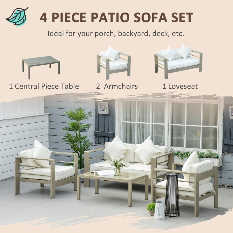 4 PCs Outdoor Garden Furniture Set- Champagne Gold