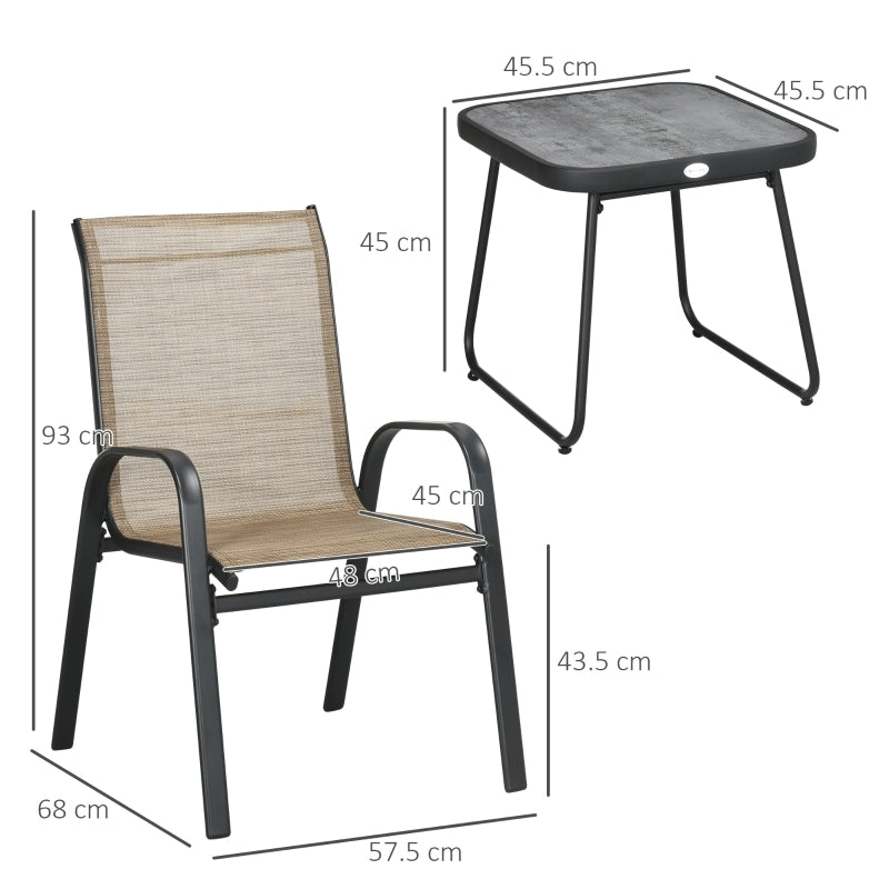 3 PCs Outdoot Bistro Set - Brown