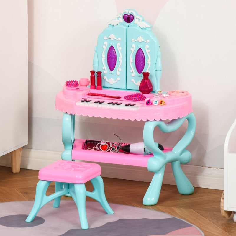 2 In 1 Kids Vanity Dressing Table Play Set , Pink