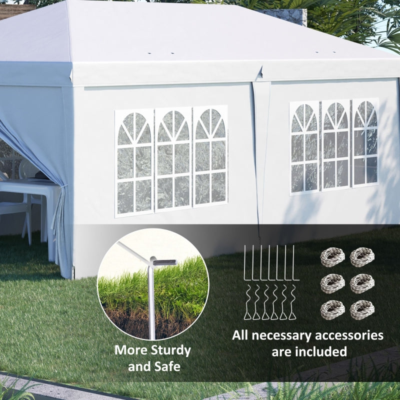 3 X 6 M Pop Up Gazebo With Sides And Windows, White