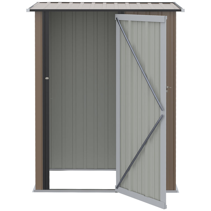 Outsunny  5ft x 3ft Garden Metal Storage Shed, Outdoor Tool Shed with Sloped Roof, Lockable Door for Equipment, Bikes, Brown