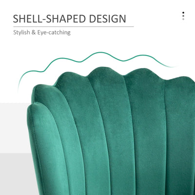 Velvet-Feel Shell Luxe Accent Chair, Green