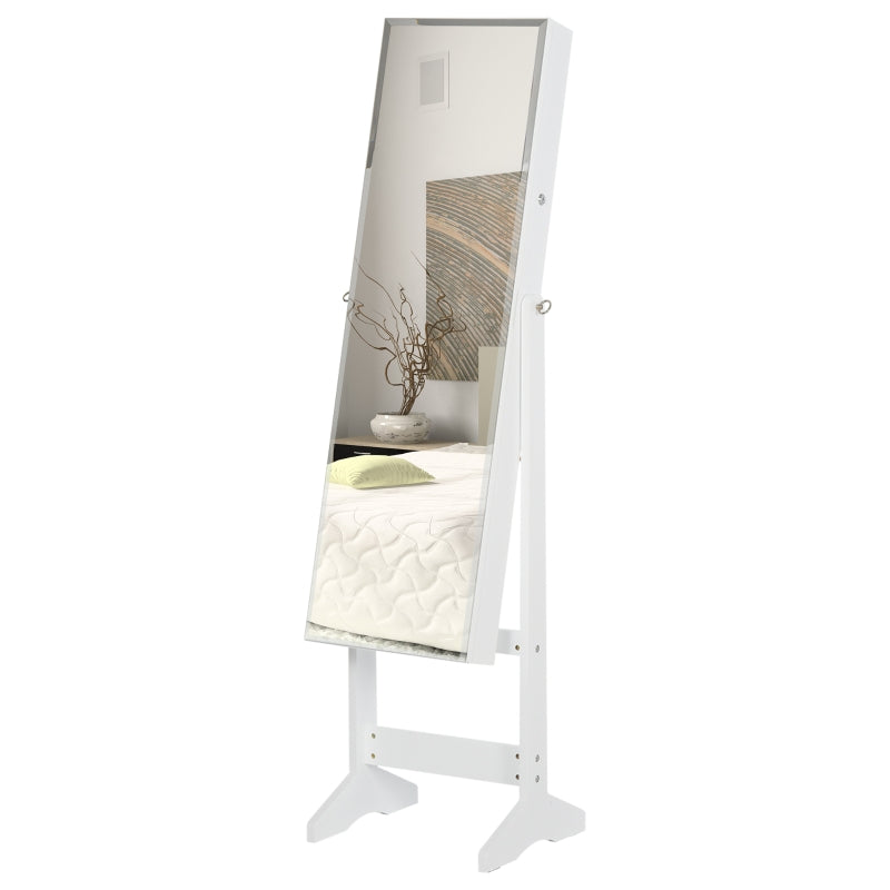 Jewelry Cabinet Standing Mirror , White