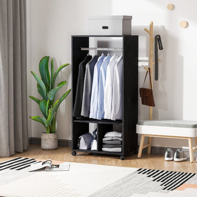 Rolling Open Wardrobe , Black