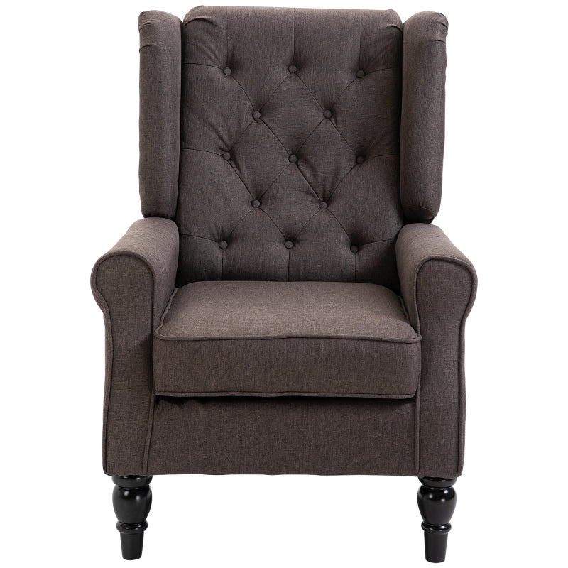 Vintage-Style Wingback Armchair - Brown