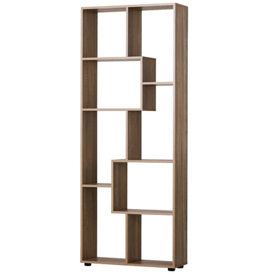 HOMCOM Eight-Section Tall Shelving Unit - Oak Effect