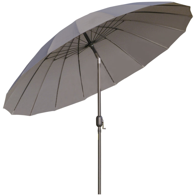 Parasol With 18 Sturdy Ribs Push Button Tilt Crank For Garden Dark Grey