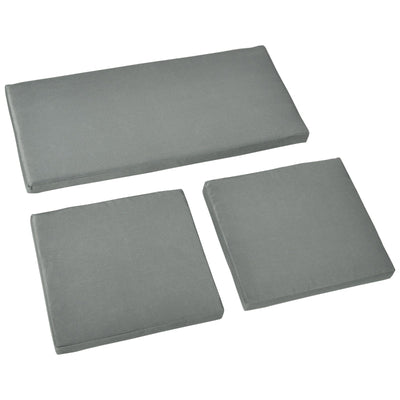 Outdoor Seat Cushion Pads For Rattan Furniture, 3 PCs Garden Cushions, Dark Grey