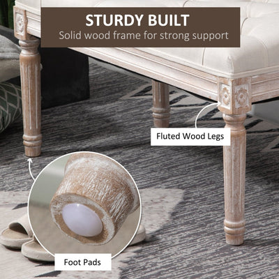 Bed End Stool Accent Bench- Beige