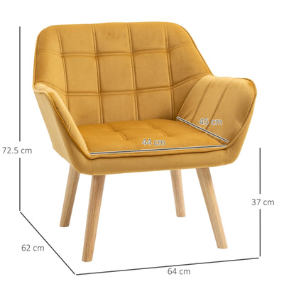 Armchair Accent Wide Arms , Yellow