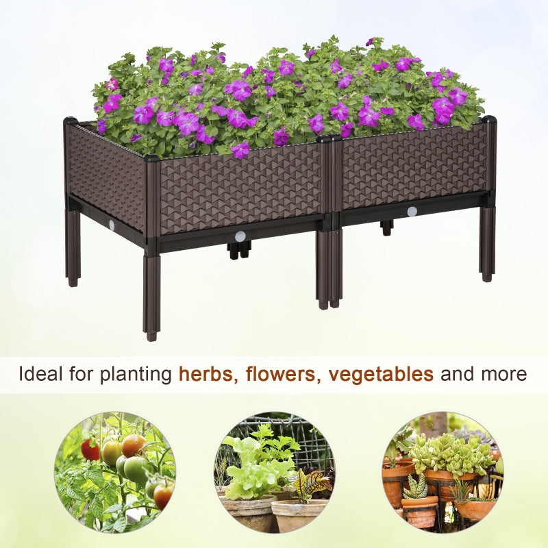 Set Of 2 Raised Garden Bed Elevated Planter Box