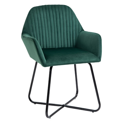 Modern Accent Chair Velvet Upholstered Lounge Armchair Metal Base Green