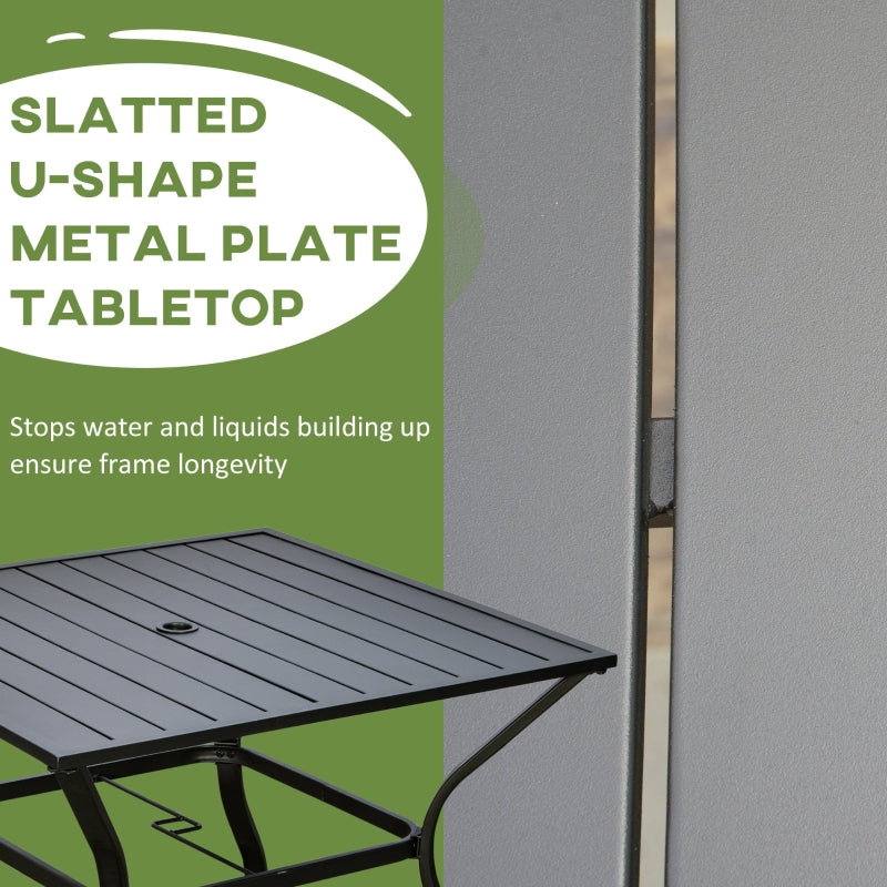 Garden Table With Parasol Hole- Black