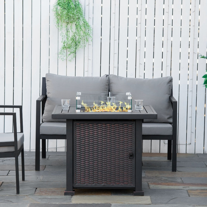 Square Propane Gas Fire Pit Table, Black