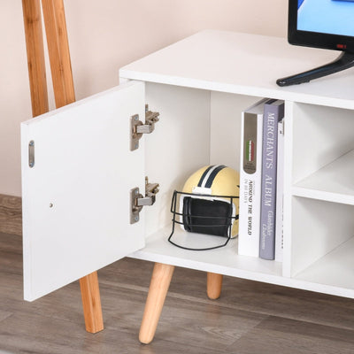 Scandinavian-Style TV Stand, With Drawers Cabinet - White