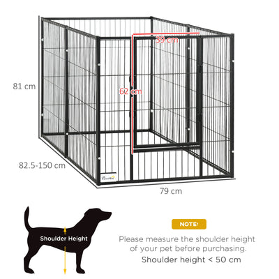 PawHut 82.5-150 cm x 81 cm Heavy Duty Pet Playpen, 6 Panel Exercise Pen for Dogs, Adjustable Length, Small and Medium Sized Dogs