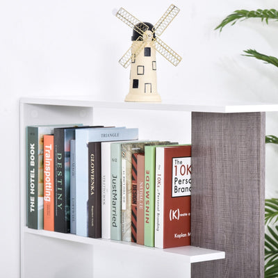 Particle Board 4-Tier Multifunction Bookshelf Grey/White