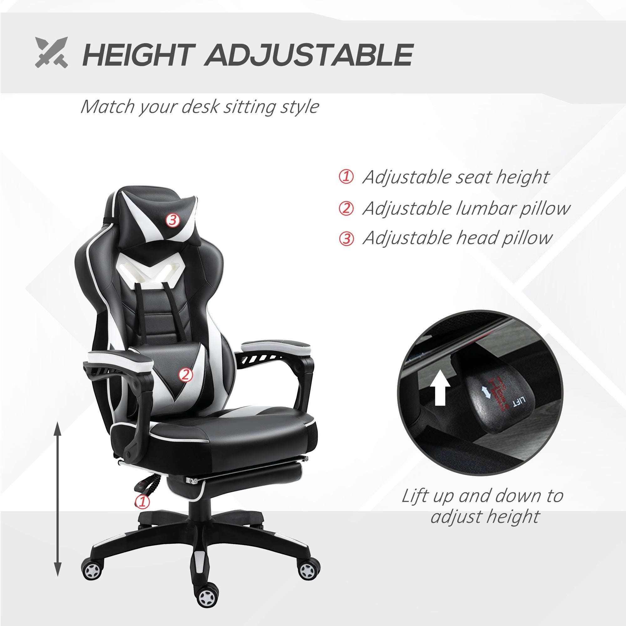 Vinsetto Racing Gaming Chair with Lumbar Support