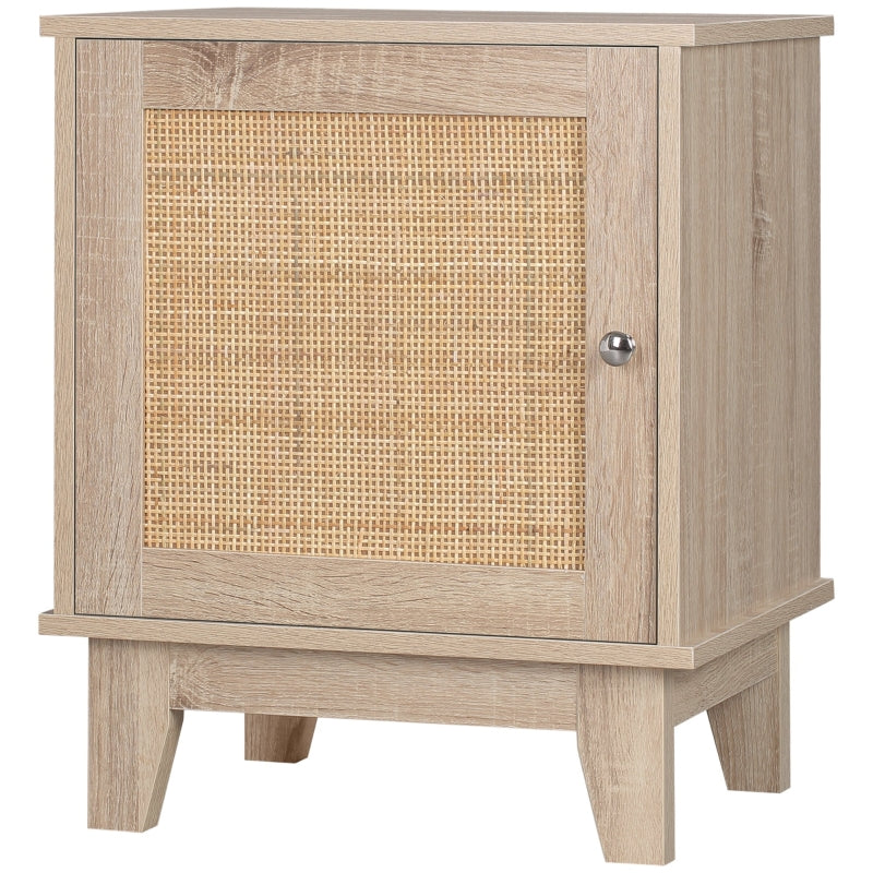 Nightstand, Bedside Table With Storage Cupboard, Natural