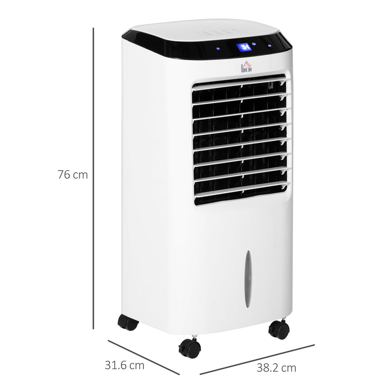 HOMCOM Portable Air Cooler, Evaporative Anion Ice Cooling Fan Water Conditioner Humidifier Unit w/3 Speed, Remote Controller, Timer for Home Bedroom