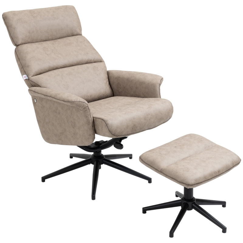 Swivel Recliner Chair And Footstool, Khaki