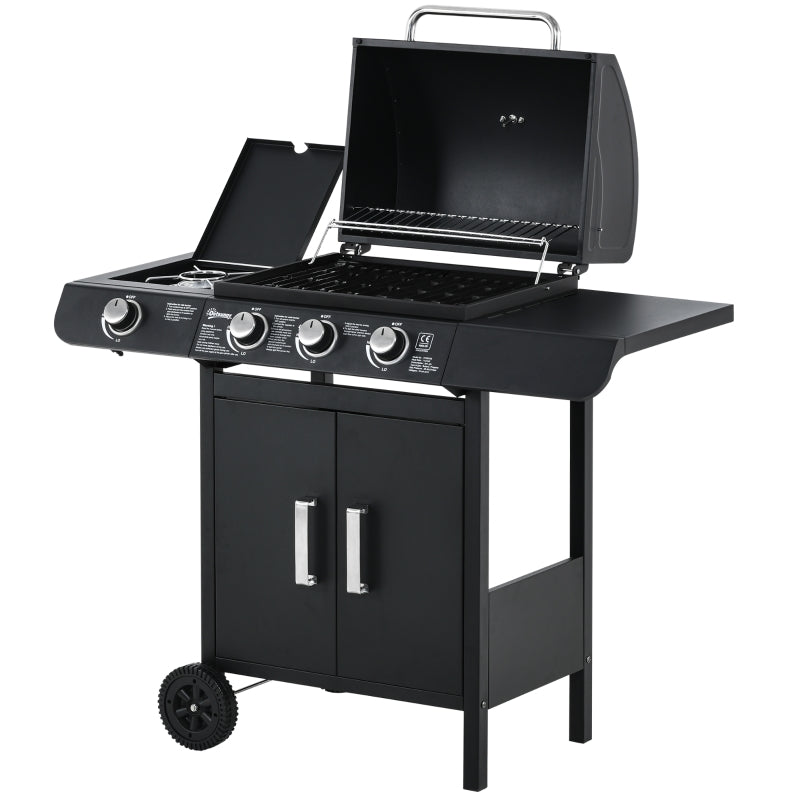 Gas Burner Barbecue Grill 3+1 Garden BBQ Trolley