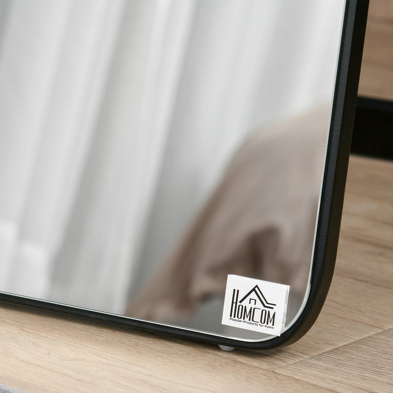 HOMCOM Full Length Mirror, Free Standing or Wall Hanging, Tall Full Body Mirror for Bedroom, Hallway, Black