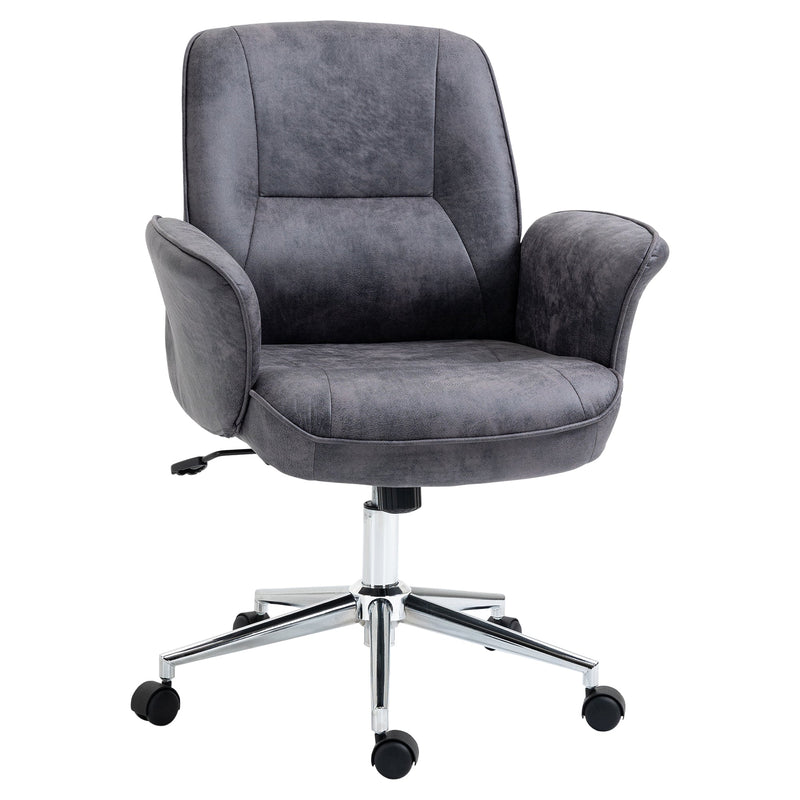 Vinsetto Swivel Computer Office Chair Mid Back Desk Chair for Home Study Bedroom,  Charcoal Grey