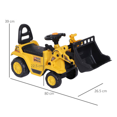 HOMCOM NO POWER 3 in 1 Ride On Toy Bulldozer Digger Tractor Pulling Cart Pretend Play Construction Truck