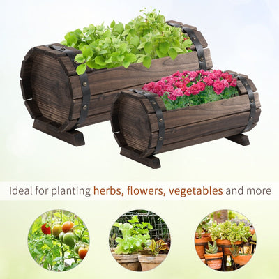 Outsunny 2PCs Wooden Flower Plant Pot Outdoor&Indoor Box With Solid