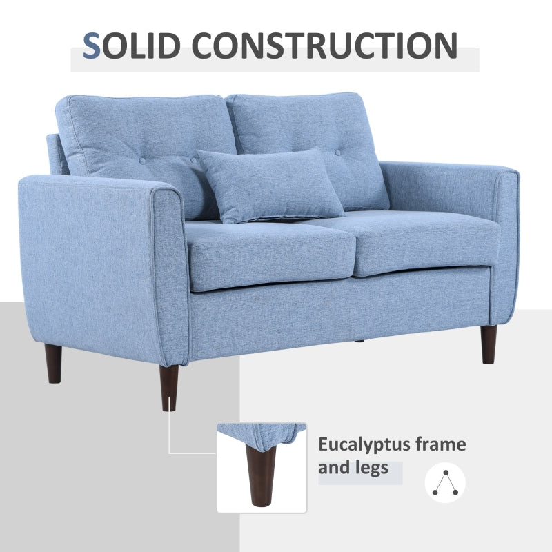 Two-Seater Sofa, With Pillow - Blue