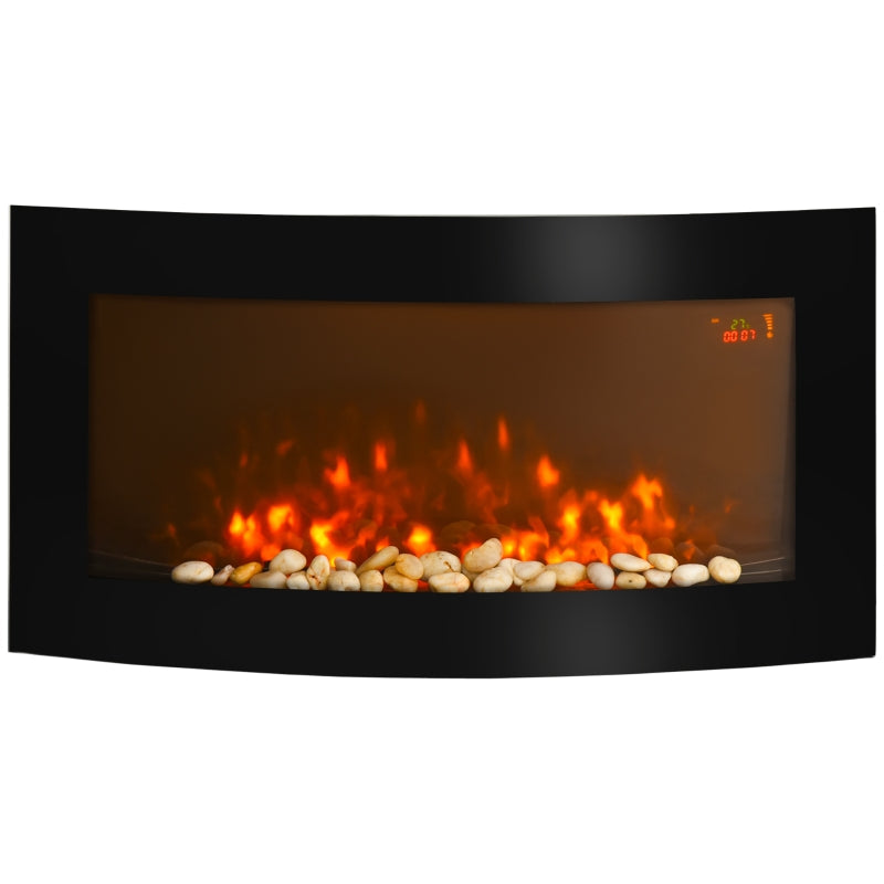 LED Curved Glass Electric Wall Mounted Fire Place