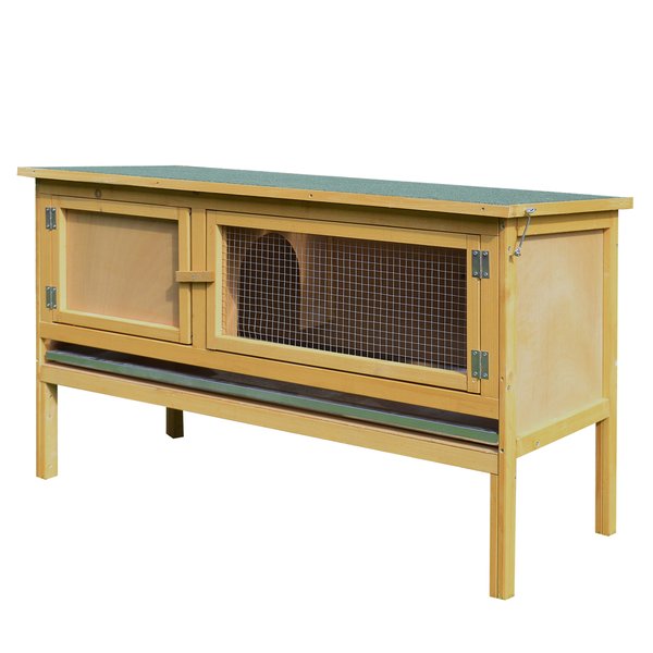 Rabbit Hutch, 115Lx44.3Wx65H Cm, Fir Wood- Yellow/Green