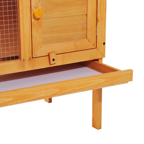 Fir Wood Pet Cage For Small Rabbit, Guinea Pigs, 90Lx45Wx65H cm. - Natural Wood