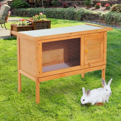 Fir Wood Pet Cage For Small Rabbit, Guinea Pigs, 90Lx45Wx65H cm. - Natural Wood